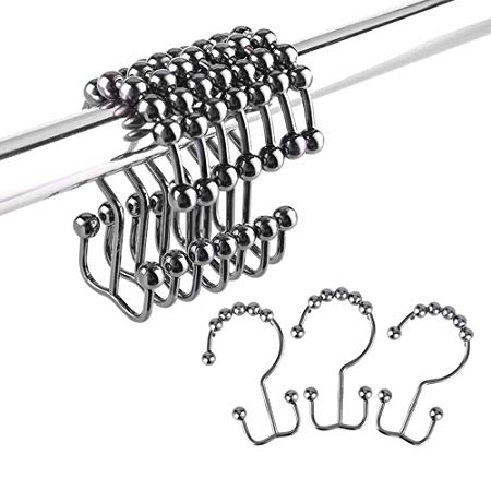 Weaverbird Shower Curtain Rings Hooks Stainless Steel Rust-Resistant Double Glide Decorative Hook Ring for Bathroom Rods Curtains, Set of 12 - Oil Rubbed Bronze