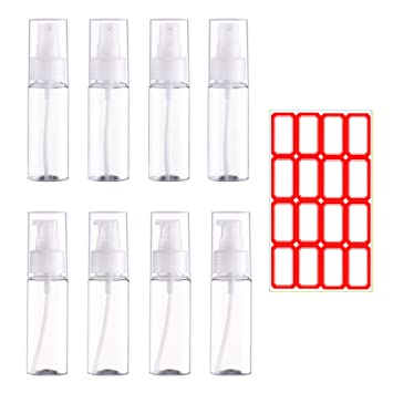 8PCS 50ml Empty Clear Travel Containers Refillable Bottles With Labels, Includes 4PCS Mist Spray Bottles & 4PCS Lotion Bottles & 16PCS Blank writable self-adhesive Labels