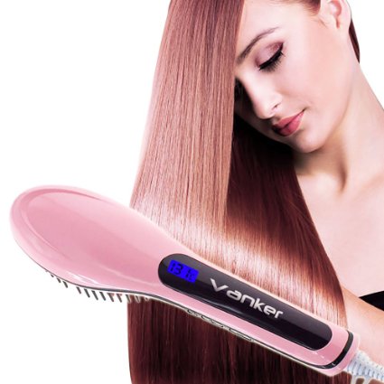 Hair Straightening Brush, Fast Natural Straight Hair Styling, Anion Hair Care, Anti Scald, Massage Straightening Irons, Detangling Hair Brush - Pink