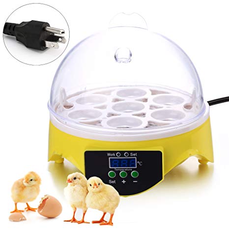 Mini 7 Egg Hatcher Incubator with Temperature Control, Digital Poultry General Purpose Incubators for Chickens Ducks Birds