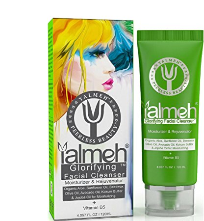 YALMEH Glorifying Facial Cleansing Moisturizer and Rejuvenator, Organic & Natural Ingredients, Contains Powerful Vitamin B, The Best Anti Aging Facial Cleanser,No Harmful Chemicals