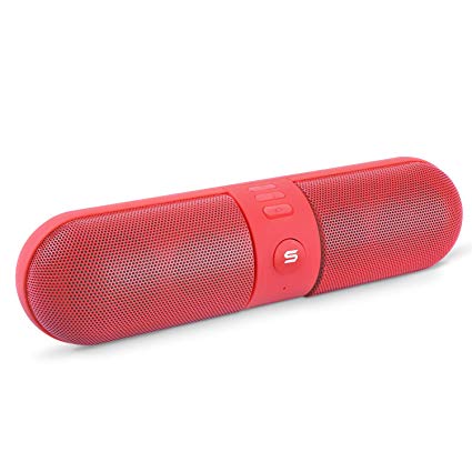 Bluetooth Pill Speakers,Portable Wireless Speakers with Bluetooth HD Stereo Sound & Enhanced Bass 10H Playtime with Built in Mic Handsfree Call TF Card for Outdoor Camping Travel Party (Red)