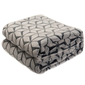 Amor&Amore Super Soft Warm Printed Plush Throw Blanket,Size 86 x 86 Inches,Blue Argyle