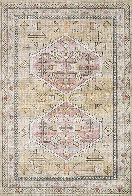 Loloi II SKYESKY-04GOBH7696 Skye Area Rug, 7'-6" x 9'-6", Ivory/Berry