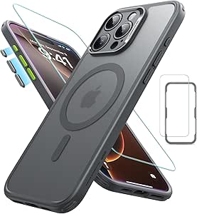 ESR for iPhone 16 Pro Case (4 in 1) Set, Translucent Matte Case with Screen Protector, Compatible with MagSafe, Military-Grade Protection, Classic Series,Frosted Grey