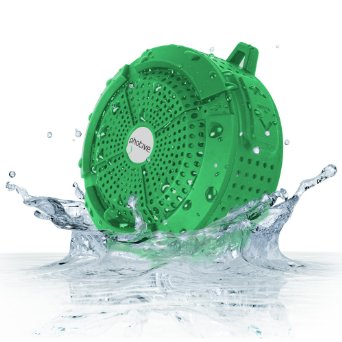 Photive Rain WaterProof Portable Bluetooth Shower speaker Rugged Wireless OutdoorShower Speaker with Built in Microphone - Green