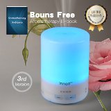 Essential Oil Diffuser 3rd Version Aromatherapy Humidifier Cool Mist Aroma Ebooks Included 300 ml 8-10 Hours Lasting with 4 Timer Settings7 Color LED Lights for Bedroom Kids RoomSpaBaby