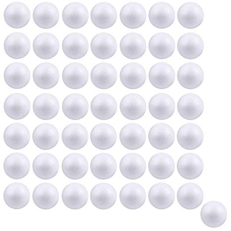 50 Pcs White Foam Balls, Kissbuty 20mm (0.79 inch) Craft Foam Balls Polystyrene Craft Balls Art Decoration Styrofoam Balls for DIY Art Craft, School Projects and Party Decorations