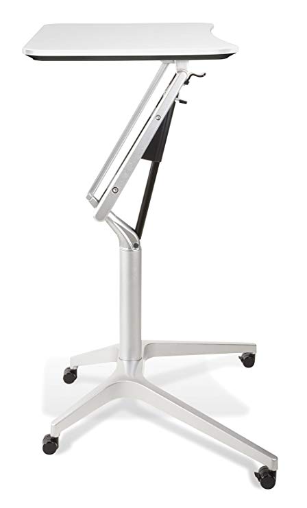 Unique Furniture 201-WH Workpad Height Adjustable Laptop Cart Mobile Desk, with White Top