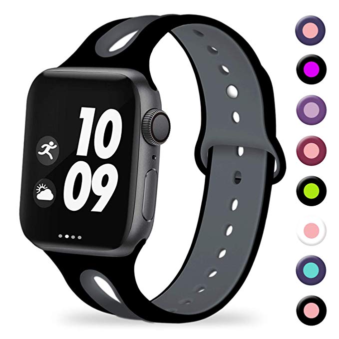 TIMTU Sport Band Compatible with Apple Watch Band 38mm 42mm 40mm 44mm, Breathable Silicone Replacement Band for iWatch Series 4, Series 3, Series 2, Series 1, Women Men