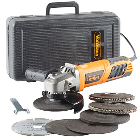 VonHaus 950W 125mm (5”) Angle Grinder with 7 Disc Accessory Kit | Compatible with 125mm and 115mm Cutting Discs