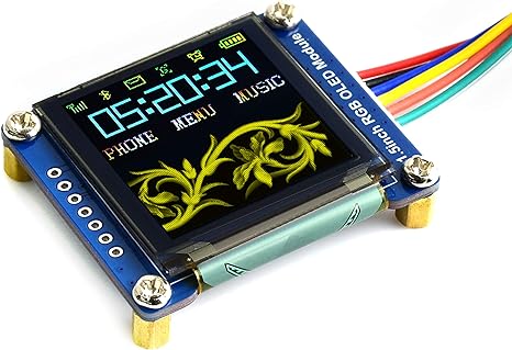 waveshare 1.5inch RGB OLED Display Module for Raspberry Pi/Jetson Nano/Arduino/STM32, 128x128 Pixels,16-bit High Color (65K Colors) SPI Interface