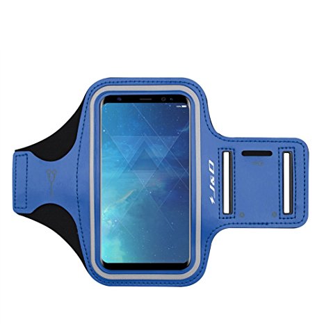 Galaxy S8 Plus Armband, J&D Sports Armband for Samsung Galaxy S8 Plus, Key holder Slot, [Easy Fitting] Earphone Connection while Workout Running - Blue