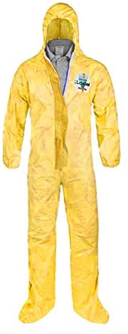 TWO PACK Lakeland ChemMax 1 Hooded Coverall Chemical Protection Suit Antiviral Hazmat suit ChemMax 1 Coverall with hood and boots MEDIUM Bound Seam (2x suits))
