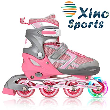 XinoSports Premium Adjustable Inline Skates for Girls, Featuring Illuminating Front Wheels, Awesome-Looking, One-of-a-Kind, Comfortable & Durable Rollerblades