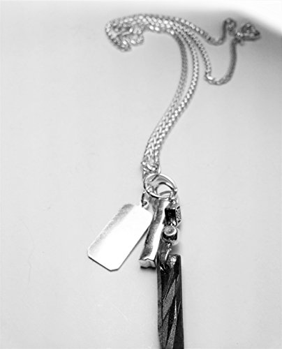 Man Silver Chain Necklace with Crystal Pendant