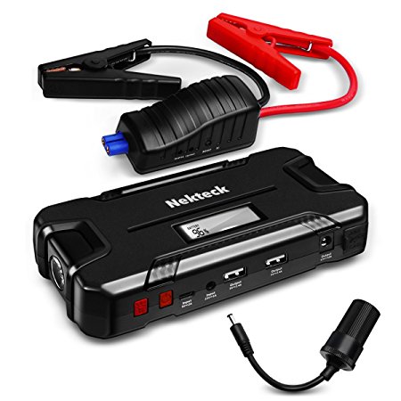 Nekteck Car Jump Starter Portable Power Bank External Battery Charger 500A Peak with 12000mAh - Emergency Jump Pack Auto Jumper for Sedan Van SUV Boat Smartphone USB Device and More