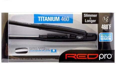 RED by Pro KISS Titanium 460 Flat Iron 1/2 Inch, Non Stick, Fast Heat Up, Chemical Resistance, Anti Frizz