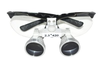 Denshine New Black Dentist Dental Surgical Medical Binocular Loupes 25X 420mm Optical Glass Loupe