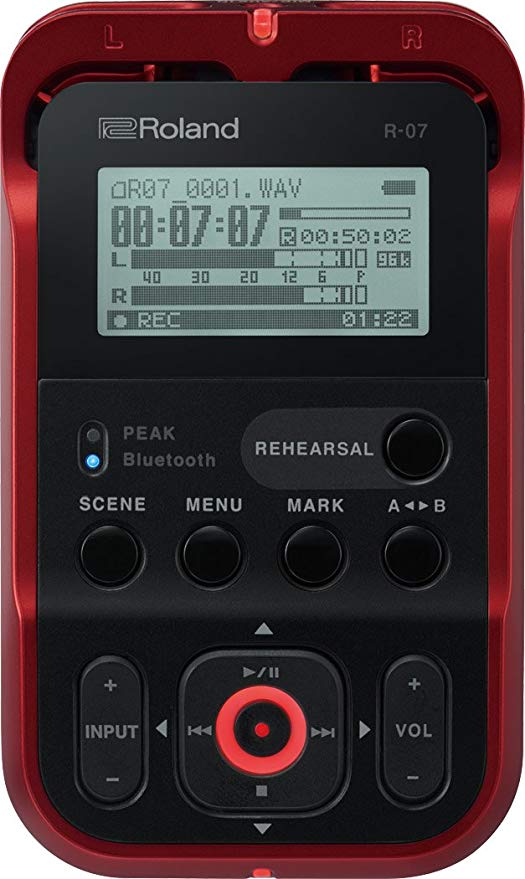 Roland High-Resolution Handheld Audio Recorder, red (R-07-RD)