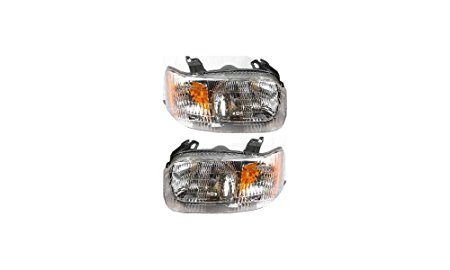 Evan-Fischer EVA13572055231 New Direct Fit Headlight Head Lamp Set of 2 Composite Clear Lens Halogen With Bulb(s) Driver and Passenger Side Replaces Partslink# FO2519103, FO2518103