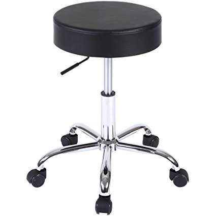 Superjare Adjustable Massage Stool Rolling Chair with Wheels for Office Work Salon Medical Tattoo Spa Beauty Black
