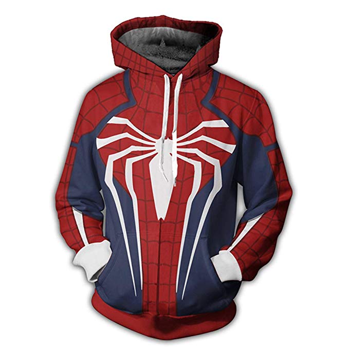 GERGER BO Men's 3D Digital Print Spiderman Pullover Hoodie Hooded Casual Sweatshirt
