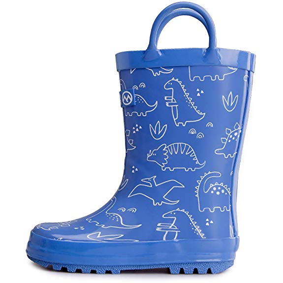 OutdoorMaster Kids Toddler Rain Boots BPA-Free Easy Pull-On Handle for Boy Girl