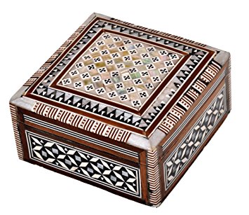 Egyptian Mosaic Jewelry Trinket Box Mother of Pearl BX4