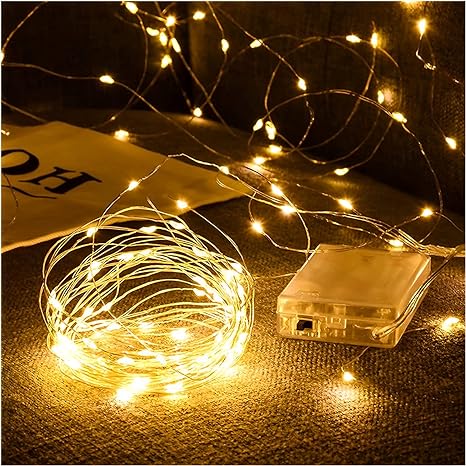 SLKIJDHFB Fairy Lights, String Lights -16FT /50 LEDs Christmas Lights - Indoor/Outdoor Fairy Lights - Suitable for Christmas Party, Bedroom, Wedding, Party, Tree Decoration-Warm White (1 Pack)