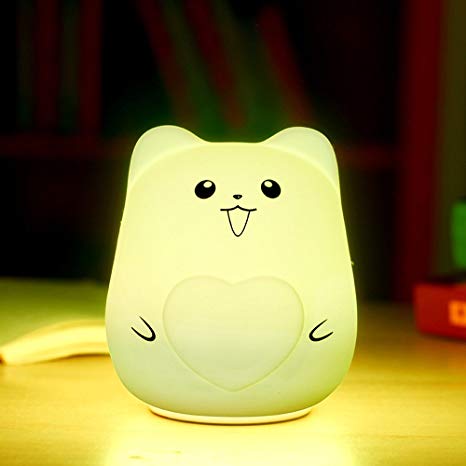 Iusun 1pc Silicone Lovely Cute Smile Face Night Light Mini LED Lamp Intdoor Children Bedroom Home Party Decor - Shipping From USA (Multicolor)