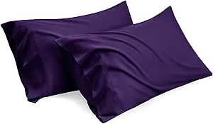 Bedsure Cooling Pillow Cases Queen Size Set of 2, Rayon Derived from Bamboo Cooling Pillowcase for Hot Sleepers, Soft & Breathable Cool Pillow Covers with Envelope Closure, Purple, Gifts, 20x30 Inches