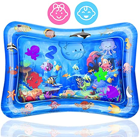 Tummy Time Water Mat Infant Baby Toy Inflatable Play Mat for Infants & Toddlers 3 6 9 Months Newborn Girl Boy (Ocean World)