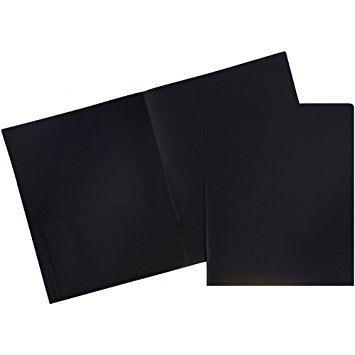 JAM Paper Plastic 2-Pocket Folders - Eco Friendly Folder - Black - Pack of 6
