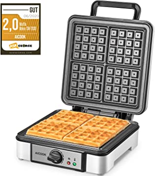 Aicook&nbsp;Waffle&nbsp;Maker&nbsp;Iron&nbsp;Belgian&nbsp;4-Slice&nbsp;Waffle&nbsp;Machine&nbsp;1200 W,&nbsp;Non-Stick Coating, Adjustable Temperature Control, Deep Cooking Plates,Mess-Free&nbsp;Moat,&nbsp;Indicator&nbsp;Lights,&nbsp;Cool&nbsp;Touch&nbsp;Handle