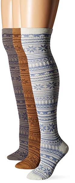 Muk Luks Women's Over-The-Knee Nordic-Pattern Microfiber Socks (Pack of 3)