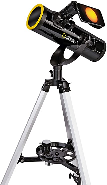 National Geographic 76/350 Telescope with Tripod, Smartphone Holder and Sun Filter for Viewing the Sun in White Light