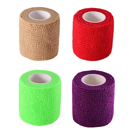 MIFASOO Yards Self Adherent Wrap Adhesive Bandage Tape for Strong Elastic Sports,Wrist,Ankle Sprains & Swelling (4 Pack)
