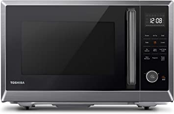 Toshiba ML2-EC10SA(BS) 4-in-1 Microwave Oven with Healthy Air Fry, Convection Cooking, Easy-clean Interior and ECO Mode, 1.0 cu. ft Cu.ft, Black stainless steel