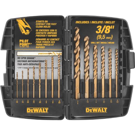 DEWALT DW1263 14-Piece Cobalt Pilot Point Drill Bit Set