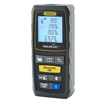 General Tools TS01 ToolSmart Bluetooth Connected Laser Distance Measure, 100-Feet Range and Backlit LCD Display