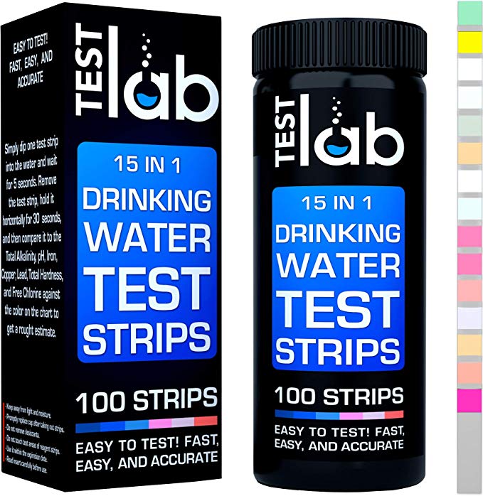 15 in 1 Drinking Water Test Kit Strips - Water Quality Test - Well Water and Tap Water - Low Level ranges for Lead, Fluoride, Iron, Copper & Mercury