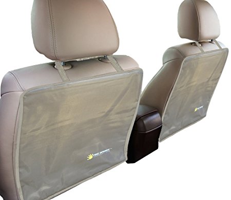 Tike Smart Premium Kick Mats - Luxury Seat Back Protectors and Seat Covers with Invisible Strap - 2-Pack - Light Tan (Light Beige)