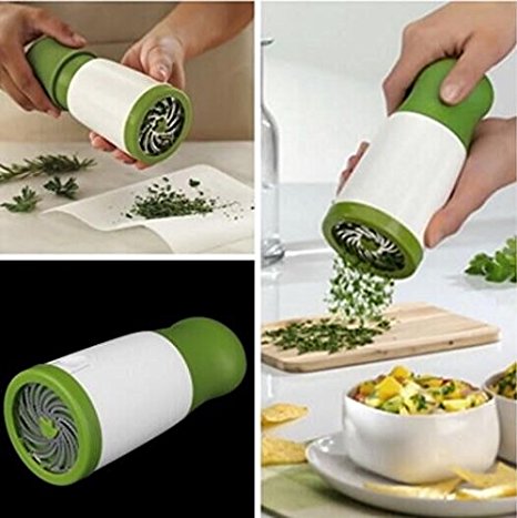 Drhob 1 pc Herb Mill Chopper Cutter Mince Stainless Steel Blades Safely New ( Color: White & Green)