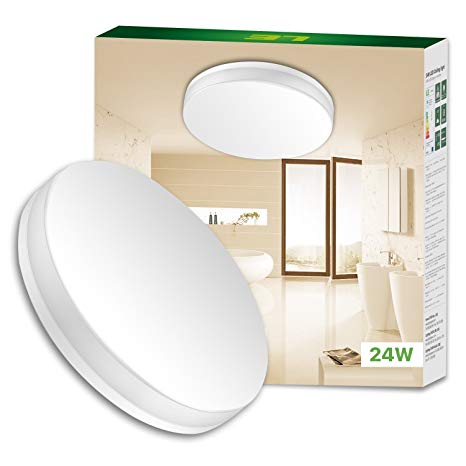 LE 24W Waterproof 13 Inch Ceiling Light, 2400lm, 3000K Warm White, 120° Beam Angle, 100W Incandescent Bulb Replacement, Non-dimmable, Flush Mount, Dining Room, Bedroom, Corridor, Hallway