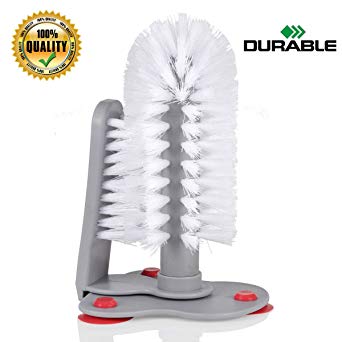 Glass Washer with Double Sided Bristle Brush (White)