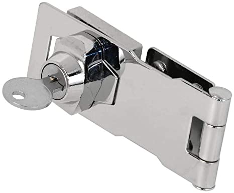 Twist Knob Keyed Locking Hasp for Small Doors, Chrome Plated, Cabinets and More, Steel, 4 inch x 1-5/8 inch