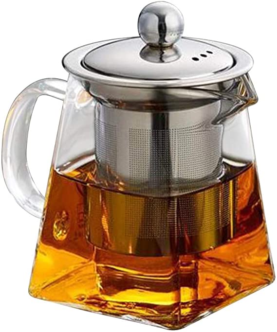 Hemoton Glass Teapot with Infuser Clear High Borosilicate Glass Tea Kettle Stovetop Safe for Loose Leaf Tea Blooming Tea Bags 950ml
