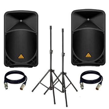 BEHRINGER EUROLIVE B115D (PAIR) With Speaker Stand   2 XLR Cables.