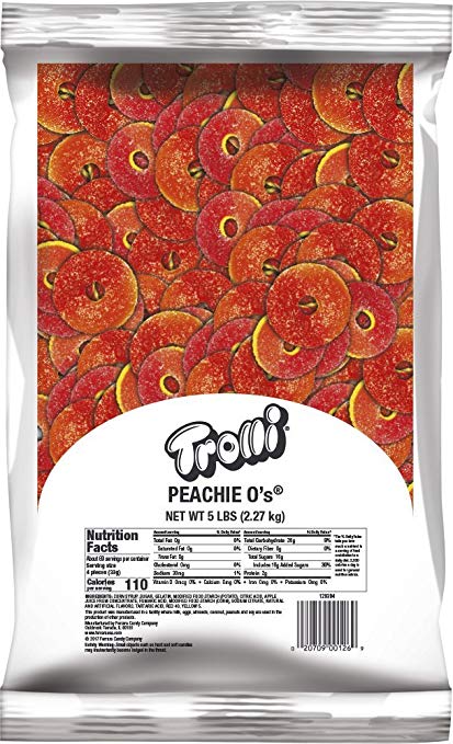 Trolli Peachie O's Sour Gummy Candy, 5 Pound Bulk Candy Bag